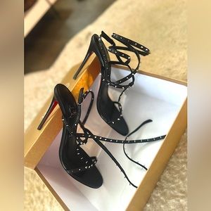 Christian Louboutin‘s heels, sandals, bambina spikes, 100 color black/silver